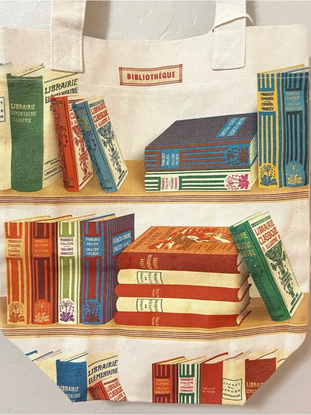Cavallini Papers & Co Canvas Library Books Vintage Tote Bag